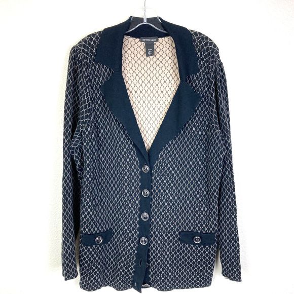 Lane Bryant Women's Button Up Cardigan Sweater Size 22/24 Black Tan Lattice Soft - Picture 5 of 7